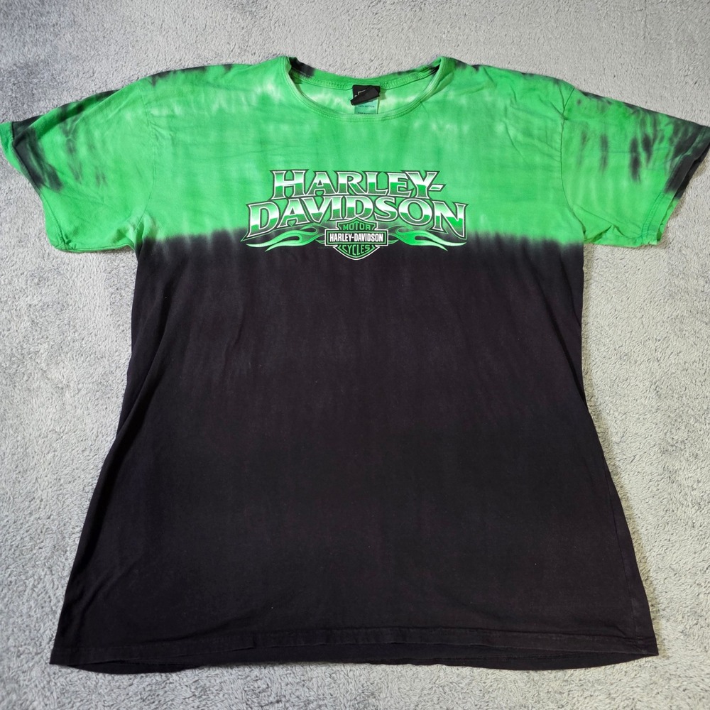 Harley-Davidson Mens 2XL T-Shirt Green Black Tie Dye Gateway St. Louis 2012 Tee